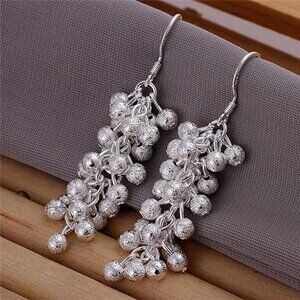 925 Sterling Silver Drop Dangle Chandelier Earrings Elegant Hook Style